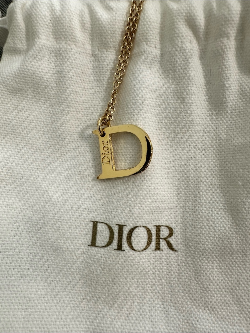 Christian Dior Gold 'D' Initial Pendant Necklace